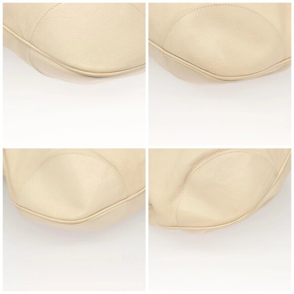 Salvatore Ferragamo Gancini Hand Bag Leather Ivory Silver Auth 132891 - Picture 16 of 16